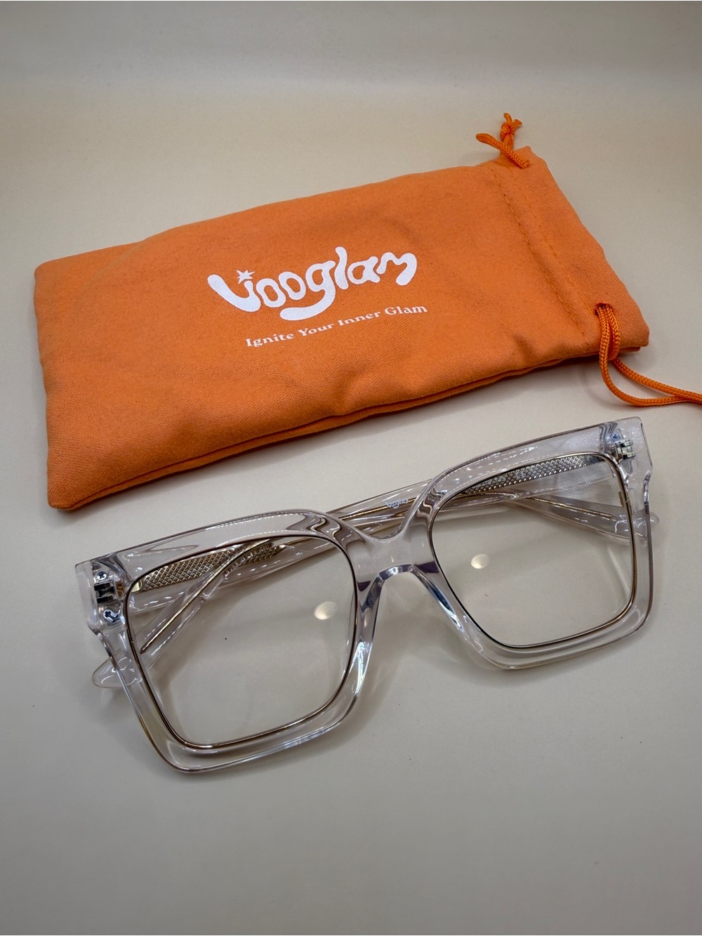 Vooglam Clear Square Glasses, No prescription